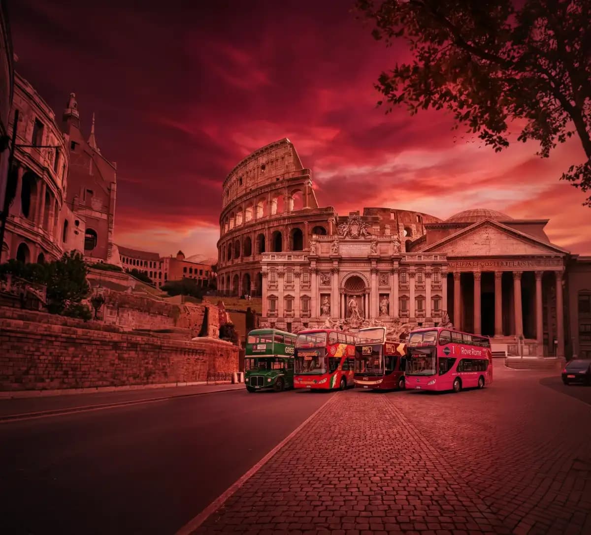 Sightseeing Roma hop-on hop-off double decker bus in Rome